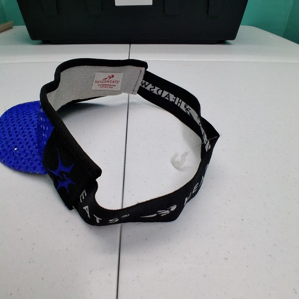 Headsweats Visor OS Blue Sequin Mesh Athletic Running Sparkly Sporty Rave
